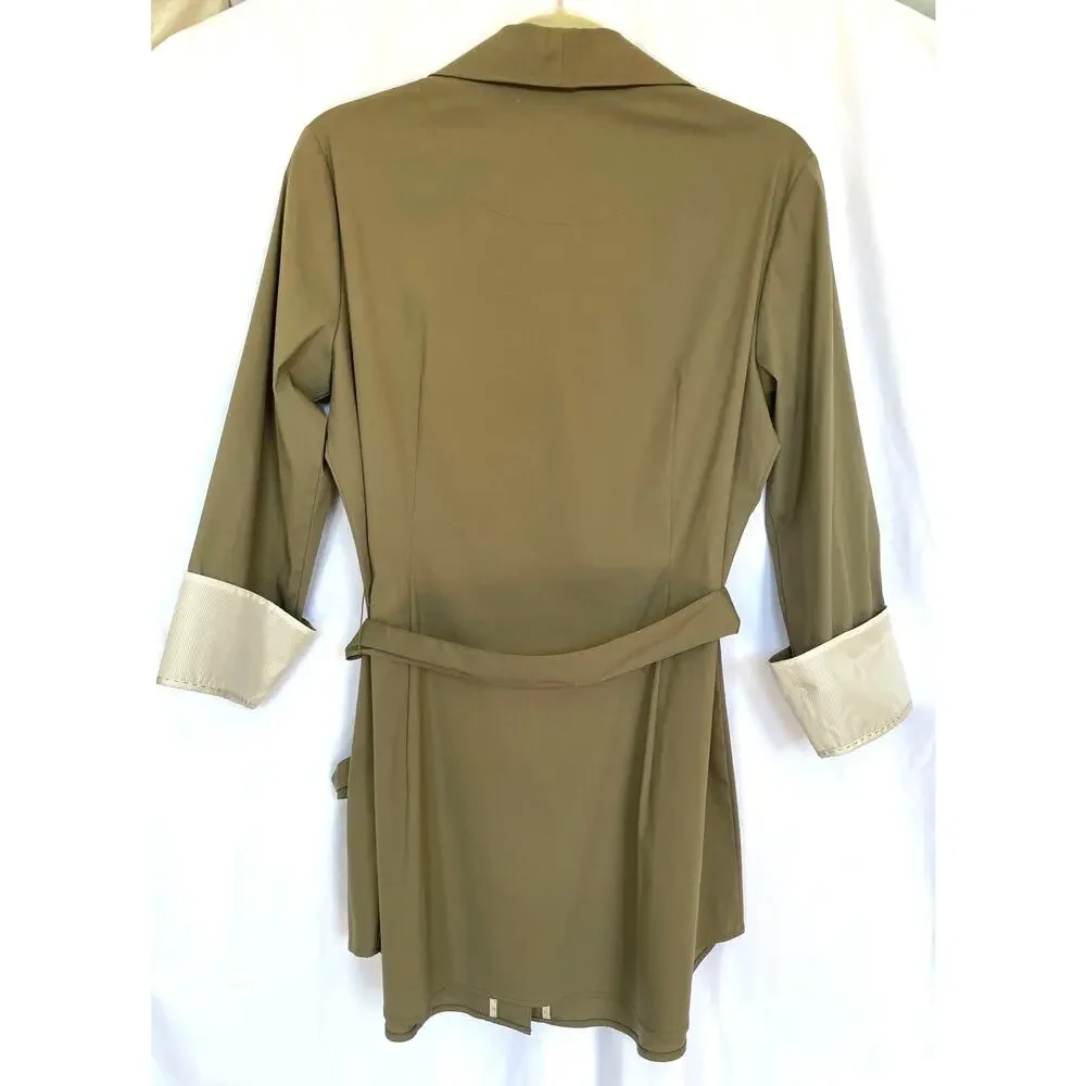 Lafayette 148 Button Up Tunic Shirt, Khaki Olive Green, 10 - Picture 4 of 8